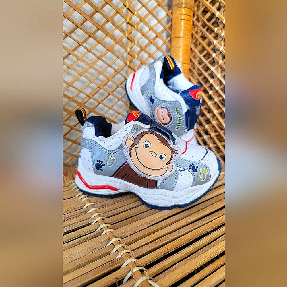 Y2K Curious George Themed Sneakers - White and Blue